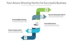 Four Arrows Showing Tactics For Successful Business Ppt PowerPoint Presentation Gallery Example PDF Four Arrows Showing Tactics For Successful Business Ppt PowerPoint Presentation Gallery Example PDF