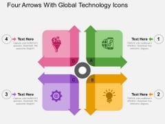 Four Arrows With Global Technology Icons Powerpoint Templates