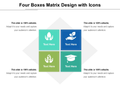Four Boxes Matrix Design With Icons Ppt PowerPoint Presentation Icon Skills PDF