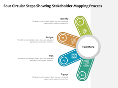Four Circular Steps Showing Stakeholder Mapping Process Ppt PowerPoint Presentation Infographic Template Tips PDF