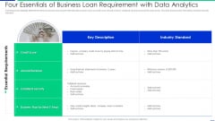 Four Essentials Of Business Loan Requirement With Data Analytics Information PDF