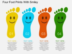 Four Foot Prints With Smiley Powerpoint Template Four Foot Prints With Smiley Powerpoint Template