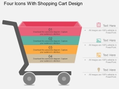 Four Icons With Shopping Cart Design Powerpoint Template