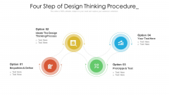 Four Step Of Design Thinking Procedure Ppt PowerPoint Presentation Gallery Slide Download PDF