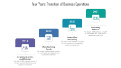 Four Years Transition Of Business Operations Ppt PowerPoint Presentation Slides Maker PDF Four Years Transition Of Business Operations Ppt PowerPoint Presentation Slides Maker PDF