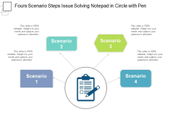 Fours Scenario Steps Issue Solving Notepad In Circle With Pen Ppt PowerPoint Presentation Layouts Layout PDF Fours Scenario Steps Issue Solving Notepad In Circle With Pen Ppt PowerPoint Presentation Layouts Layout PDF