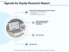 Fund Investment Advisory Statement Agenda For Equity Research Report Ppt Gallery Visual Aids PDF