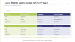 Funding Pitch Deck To Obtain Long Term Debt From Banks Target Market Segmentation For The Product Formats PDF