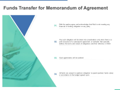 Funds Transfer For Memorandum Of Agreement Ppt PowerPoint Presentation Layouts Background Images
