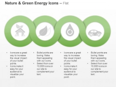 Four Sequential Green Energy And Nature Icons Ppt Slides Graphics
