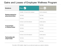 Gains And Losses Of Employee Wellness Program Ppt PowerPoint Presentation Infographics Vector Gains And Losses Of Employee Wellness Program Ppt PowerPoint Presentation Infographics Vector