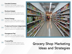 Grocery Shop Marketing Ideas And Strategies Ppt PowerPoint Presentation Model Examples PDF