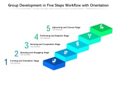 Group Development In Five Steps Workflow With Orientation Ppt PowerPoint Presentation Gallery Outline PDF Group Development In Five Steps Workflow With Orientation Ppt PowerPoint Presentation Gallery Outline PDF