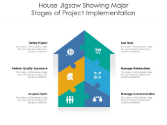 House Jigsaw Showing Major Stages Of Project Implementation Ppt PowerPoint Presentation Pictures Format PDF
