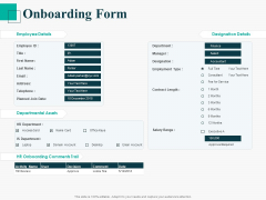 Human Capital Management Procedure Onboarding Form Ppt Gallery Deck PDF