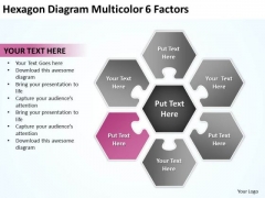 Hexagon Diagram Multicolor 6 Factors Cell Phone Business Plans PowerPoint Slides