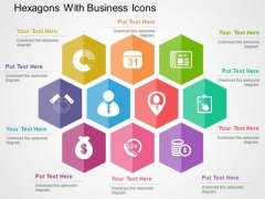 Hexagons With Business Icons PowerPoint Templates