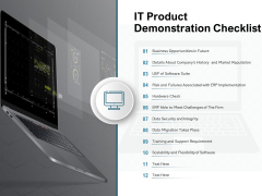 IT Product Demonstration Checklist Ppt PowerPoint Presentation Infographic Template Skills IT Product Demonstration Checklist Ppt PowerPoint Presentation Infographic Template Skills