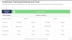 IT Service Incorporation And Administration Employee Training Schedule And Cost Pictures PDF IT Service Incorporation And Administration Employee Training Schedule And Cost Pictures PDF