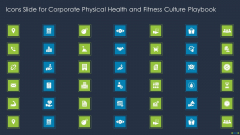 Icons Slide For Corporate Physical Health And Fitness Culture Playbook Brochure PDF