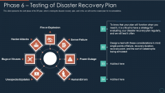 Implementing DRP IT Phase 6 Testing Of Disaster Recovery Plan Ppt PowerPoint Presentation Icon Template PDF