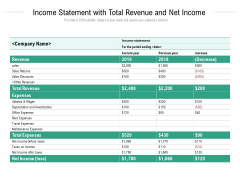Income Statement With Total Revenue And Net Income Ppt PowerPoint Presentation Gallery Visual Aids PDF