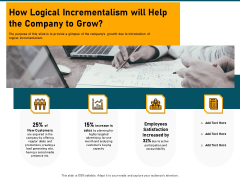 Incrementalism Strategy How Logical Incrementalism Will Help The Company To Grow Ppt Infographics Portrait PDF Incrementalism Strategy How Logical Incrementalism Will Help The Company To Grow Ppt Infographics Portrait PDF