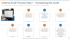 Internal Audit Process Step 1 Scheduling The Audit Ppt Layouts Vector PDF Internal Audit Process Step 1 Scheduling The Audit Ppt Layouts Vector PDF