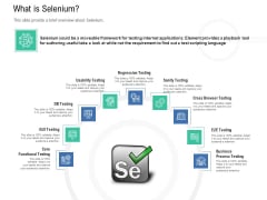 Introduction To Selenium Automation Testing What Is Selenium Ppt PowerPoint Presentation Gallery Elements PDF Introduction To Selenium Automation Testing What Is Selenium Ppt PowerPoint Presentation Gallery Elements PDF