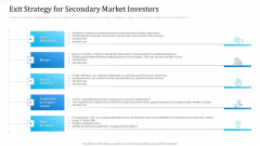 Investor Deck For Procuring Funds From Money Market Exit Strategy For Secondary Market Investors Mockup PDF