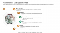 Investor Pitch Deck To Generate Venture Capital Funds Available Exit Strategies Routes Ppt Gallery Mockup PDF Investor Pitch Deck To Generate Venture Capital Funds Available Exit Strategies Routes Ppt Gallery Mockup PDF
