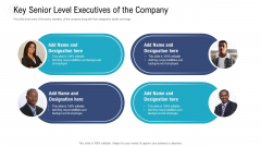 Investor Pitch Deck To Procure Federal Debt From Banks Key Senior Level Executives Of The Company Inspiration PDF Investor Pitch Deck To Procure Federal Debt From Banks Key Senior Level Executives Of The Company Inspiration PDF