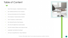 Investor Pitch Gain Funding From ICO Table Of Content Clipart PDF Investor Pitch Gain Funding From ICO Table Of Content Clipart PDF