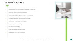 Investor Pitch Gain Funding From ICO Table Of Content Portrait PDF Investor Pitch Gain Funding From ICO Table Of Content Portrait PDF