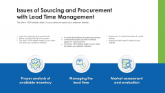 Issues Of Sourcing And Procurement With Lead Time Management Ppt PowerPoint Presentation Infographic Template Backgrounds PDF