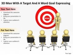 Images Of Business People 3d Men With Target And Word Goal Expressing PowerPoint Templates
