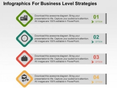 Infographics For Business Level Strategies PowerPoint Templates