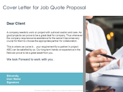 Job Estimate Cover Letter For Job Quote Proposal Ppt Ideas Clipart Images PDF