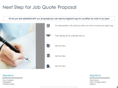 Job Estimate Next Step For Job Quote Proposal Ppt Pictures Graphics Download PDF