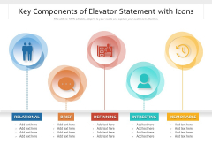 Key Components Of Elevator Statement With Icons Ppt PowerPoint Presentation File Visuals PDF Key Components Of Elevator Statement With Icons Ppt PowerPoint Presentation File Visuals PDF
