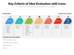 Key Criteria Of Idea Evaluation With Icons Ppt PowerPoint Presentation Gallery Shapes PDF Key Criteria Of Idea Evaluation With Icons Ppt PowerPoint Presentation Gallery Shapes PDF