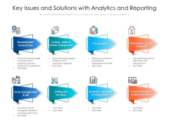 Key Issues And Solutions With Analytics And Reporting Ppt PowerPoint Presentation Icon Diagrams PDF