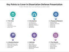 Key Points To Cover In Dissertation Defense Presentation Ppt PowerPoint Presentation Gallery Icon PDF