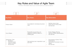Key Roles And Value Of Agile Team Ppt PowerPoint Presentation Show Elements PDF