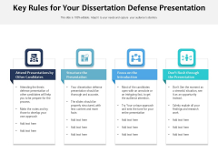 Key Rules For Your Dissertation Defense Presentation Ppt PowerPoint Presentation Infographic Template Visual Aids PDF
