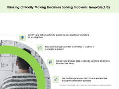 Key Team Members Thinking Critically Making Decisions Solving Problems Project Ppt Gallery Slide Download PDF