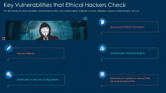 Key Vulnerabilities That Ethical Hackers Check Ppt Layouts Templates PDF Key Vulnerabilities That Ethical Hackers Check Ppt Layouts Templates PDF