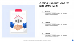 Leasing Contract Icon For Real Estate Deal Sample PDF