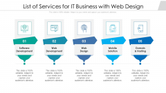 List Of Services For IT Business With Web Design Ppt PowerPoint Presentation Icon Model PDF