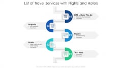 List Of Travel Services With Flights And Hotels Ppt PowerPoint Presentation Gallery Brochure PDF